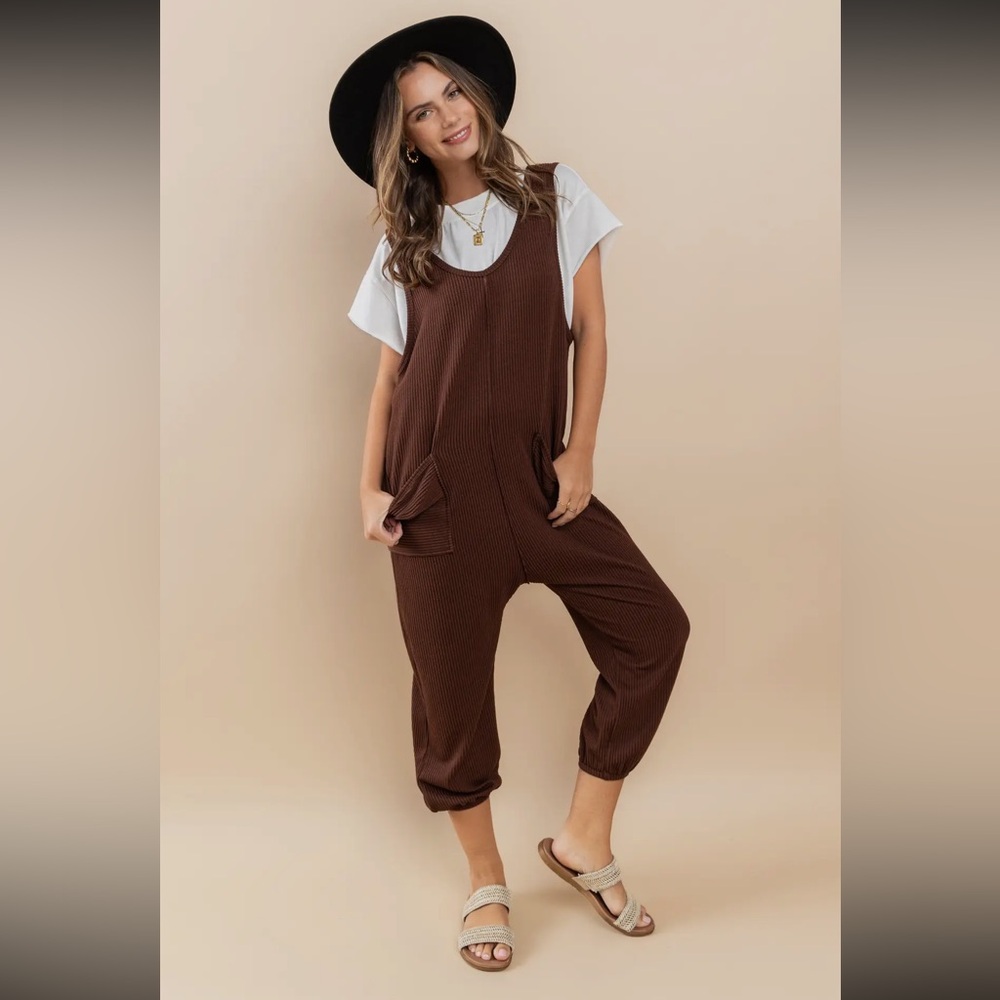 Textured Ribbed Poly knit Baggy Jumpsuit